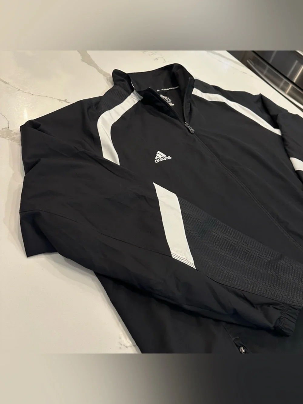 Vintage Adidas Climaproof Windbreaker Jacket Mens 2XL Black White Team Track Y2K